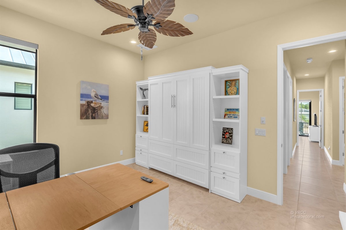 the office has a murphy bed that can be pulled out for two extra guests